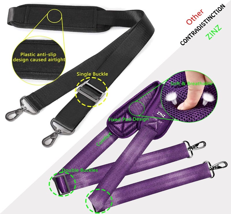 ZINZ Shoulder Strap 58" Ultra-Thick Fixed Padded and Adjustable Buckles Crossbody Strap for Briefcase Laptop Bag Luggage - Image 4